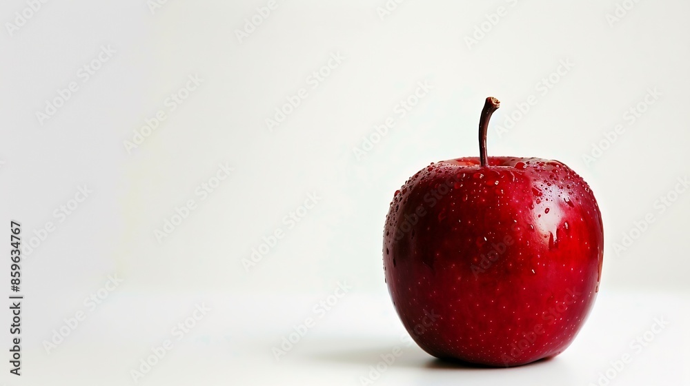 Poster fresh red apple on a white background : generative ai
