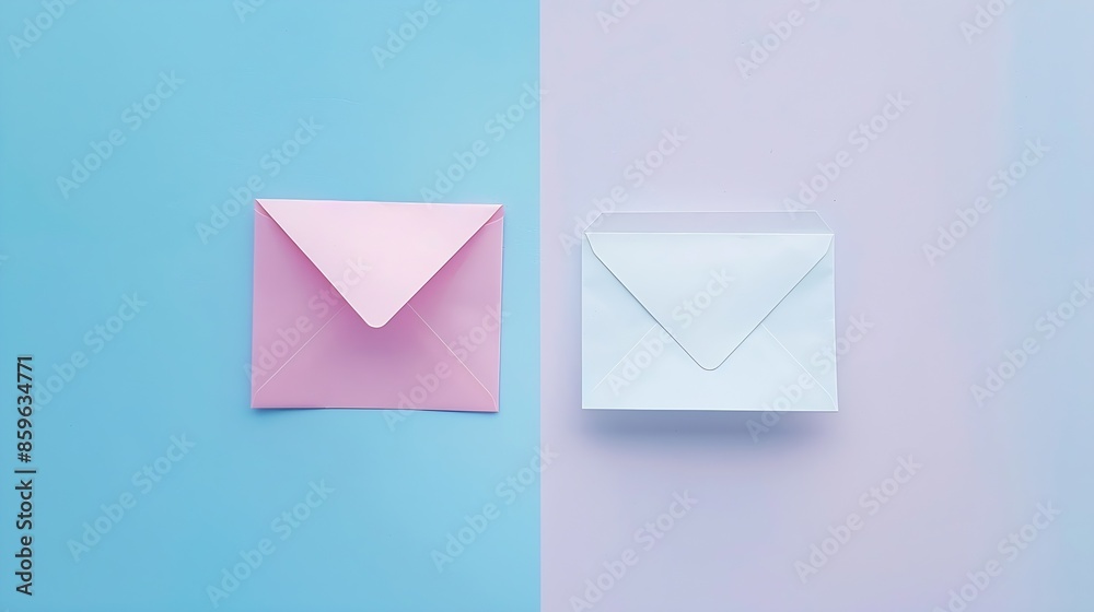 Poster White notification message mail envelopes on pastel background Creative minimalism layout : Generative AI