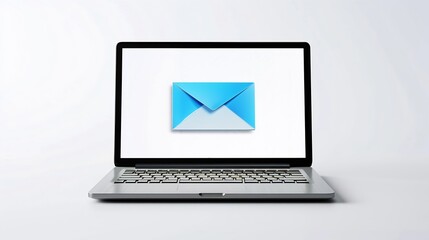 Subscribe newsletter concept on laptop computer screen Isolated on white background All screen content is designed by me : Generative AI