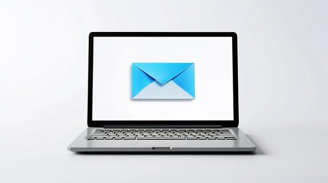 Subscribe newsletter concept on laptop computer screen Isolated on white background All screen content is designed by me : Generative AI - Powered by Adobe