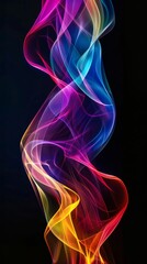 Obraz premium Abstract colorful smoke with black background. Digital art and vibrant design concept