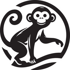 Obraz premium Monkey logo icon vector silhouette art illustration