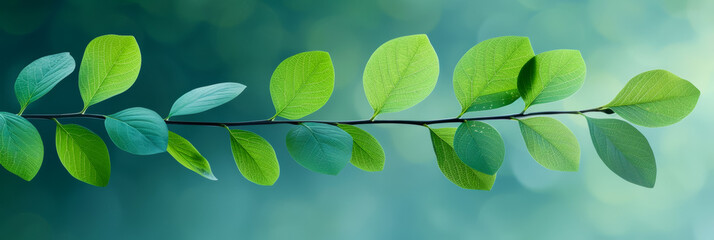 Vibrant green leaf branch against a blurred background, symbolizing nature conservation and environmental awareness