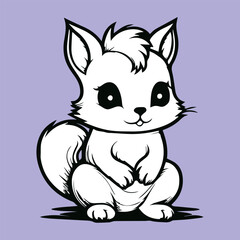 squirrel with a nut vintage vector design