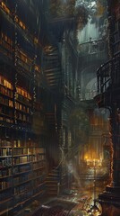 Haunted Library Halloween Illustration Celebration