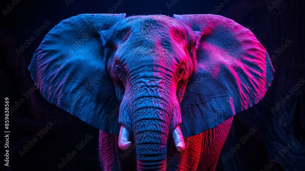 Wall mural Neon Zoo Animals Elephant: A photo of an elephant in a zoo