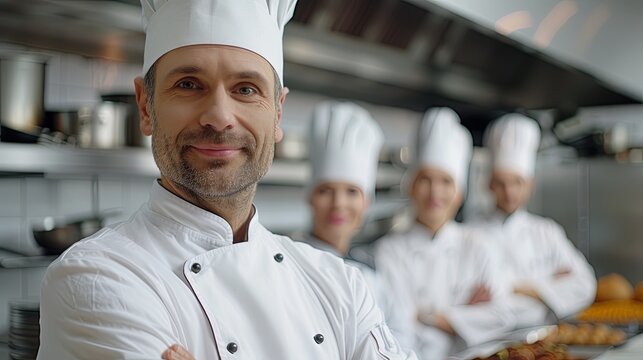 Head Chef with a team of chefs, culinary concept