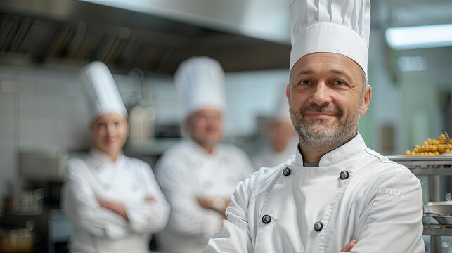 Head Chef with a team of chefs, culinary concept