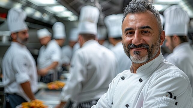 Head Chef with a team of chefs, culinary concept