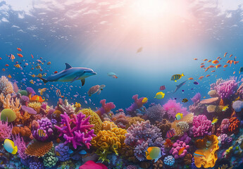 Fototapeta premium Dance of the Dolphins Oceanic Ballet