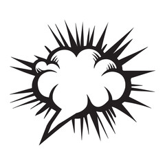 A typical comic book speech bubble silhouette, slightly rectangular in shape, with a white background, concept illustration