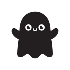 Cute a Halloween Ghost lineart Vector illustration. Cartoon Boo, Creation for Kit, Flat Vector Design for Halloween