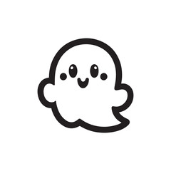 Cute a Halloween Ghost lineart Vector illustration. Cartoon Boo, Creation for Kit, Flat Vector Design for Halloween