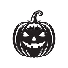 Halloween Pumpkin silhouette vector art illustration, silhouette design, Minimalist, black, silhouette icon, Isolated on white