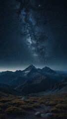 Night Sky Over Mountain Range With The Milky Way