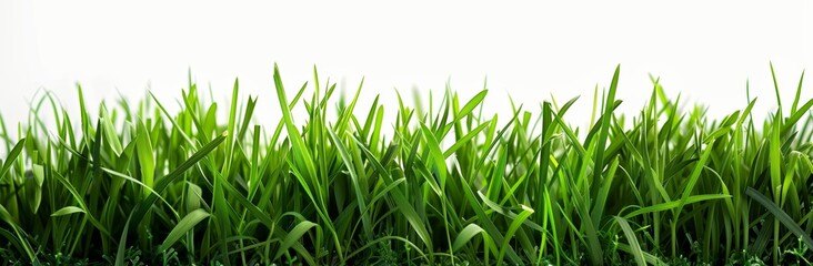 Fototapeta premium green grass border isolated on white background, studio shot, high resolution