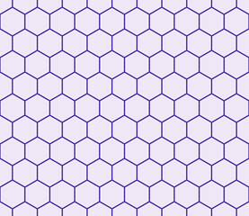 Simple hexagon pattern with bold cells. Purple color on matching background. Hexagonal shapes. Seamless pattern. Tileable vector illustration.
