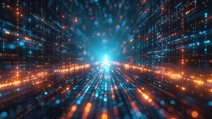 Naklejka premium Abstract digital background of futuristic data interface with lines and light, showcasing concept of technology and big data visualization.