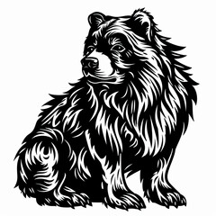 Fototapeta premium A black and white drawing of a bear sitting down