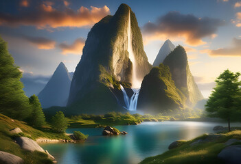 Nature, island, mountains, waterfall