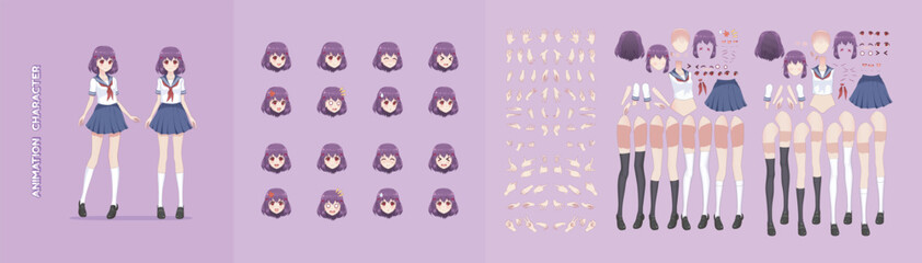 Anime manga girl character animation motion design