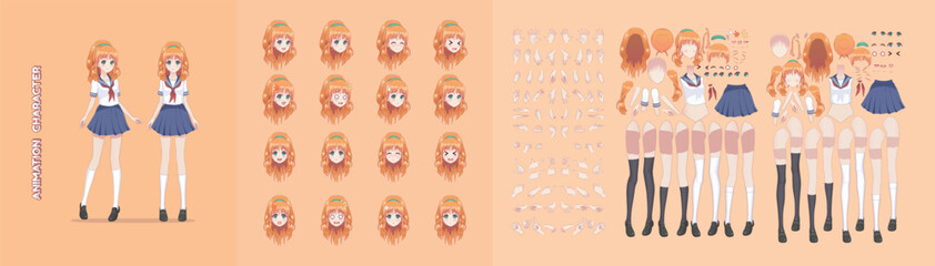 Anime manga girl character animation motion design