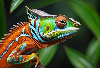 Obraz premium Tropical Jungle Jewel: A Close-Up Look at Exotic Wildlife