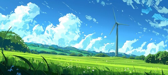 Obraz premium A Lofty View of Windmills: Supporting Sustainability and ESG Regulations