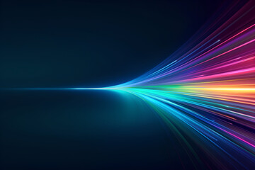 Abstract background with colorful light streaks on dark blue background,