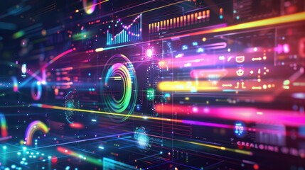 Holographic Interface Display with Rainbow Effect. generative AI image