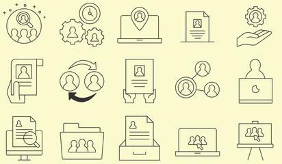 Minimal Teamwork in business management icon set