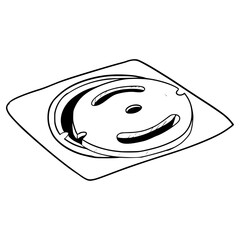 opened manhole cover illustration hand drawn outline vector