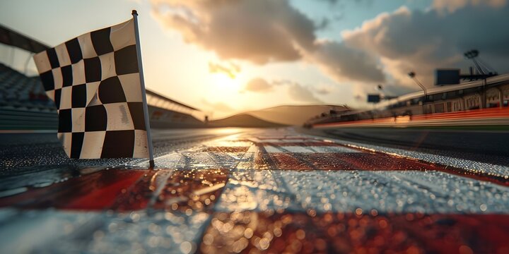 Finish Line at a Motor Sports Race Track. Concept Motor Sports, Racing, Track, Competition, Speed