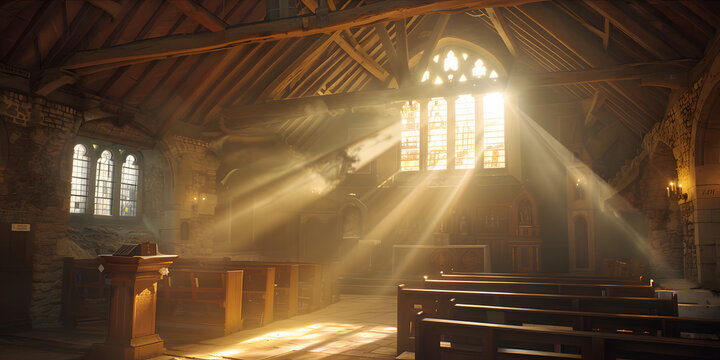 Interior da Igreja com Ilumina&ccedil;&atilde;o Natural e Ambiente Tranquilo