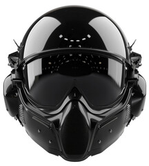 Modern Black Pilot Helmet. Isolated Mockup. Close-up Front View. Ai Generative