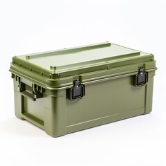 Green Metal Storage Chest With Clasps and Handles