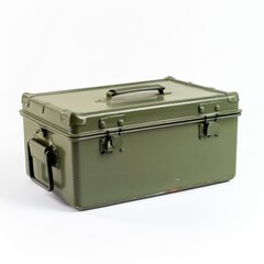 Green Metal Storage Chest With Clasps and Handles