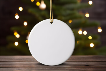 Blank ceramic Christmas ornament for mock up.