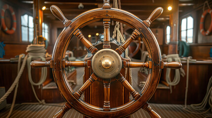 steering wheel of a ship