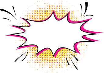 Pop art styled speech bubble template for your design. pop-art style empty bang shape on a multi color halftone.eps10