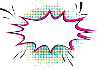 Pop art styled speech bubble template for your design. pop-art style empty bang shape on a multi color halftone.eps10