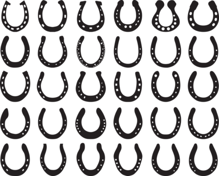PNG Black silhouettes of horseshoes
