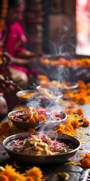 celebra&ccedil;&atilde;o hindu tradicional com cores vibrantes