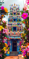 Fototapeta premium Templo Hindu Tradicional em Cores Vibrantes