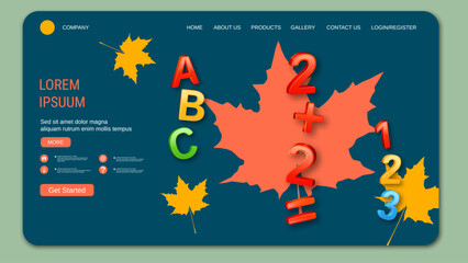 Modern trendy landing page vector design template. Back to school concept
