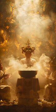 Ritual Religioso Tradicional Realizado por um Grupo de Pessoas