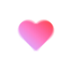 Pink heart with gradient and blur effect, Y2K shape. Love element with abstract lines and aura. Aesthetic design for poster and sticker. Flat vector illustration isolated on white background.