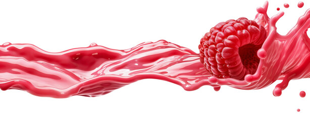 Raspberry splashing in pink liquid, Cut-out PNG