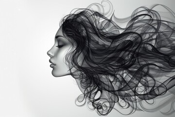 Fototapeta premium Abstract Female Portrait with Flowing Hair