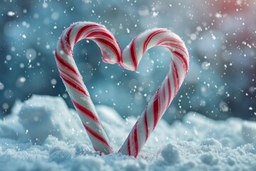 Candy Cane Heart in Snow